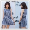 TE3028YZS Preppy style vintage checks cute slim waist dress