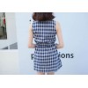 TE3028YZS Preppy style vintage checks cute slim waist dress