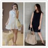 TE3029YZS Sleeveless bowknot loose large size ramie cotton dress