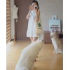 TE3029YZS Sleeveless bowknot loose large size ramie cotton dress