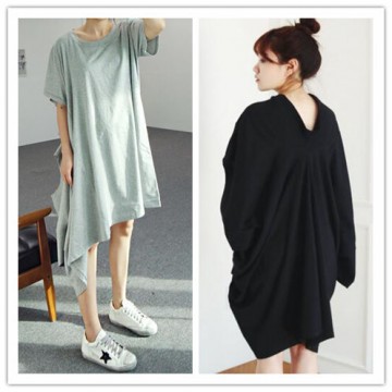 TE3032YZS Korean fashion irregular dissymmetry trendy loose t-shirt