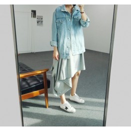 TE3032YZS Korean fashion irregular dissymmetry trendy loose t-shirt