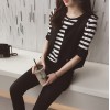 TE3163BDKJ Spring fashion slim stripes t-shirt and vest and pants three pieces