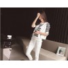 TE3163BDKJ Spring fashion slim stripes t-shirt and vest and pants three pieces