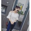 TE3169LXY Unique design boat neck flouncing sleeve thick chiffon tops