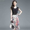 TE3175BDKJ New style print splicing A-line chiffon dress