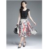 TE3175BDKJ New style print splicing A-line chiffon dress