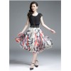 TE3175BDKJ New style print splicing A-line chiffon dress