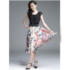 TE3175BDKJ New style print splicing A-line chiffon dress