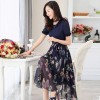 TE3176BDKJ New style print chiffon wide hem long dress