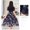 TE3176BDKJ New style print chiffon wide hem long dress