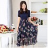 TE3176BDKJ New style print chiffon wide hem long dress