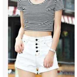 TE5029DDFS Hot sale four buttons slim roll off denim shorts