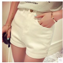 TE5048DDFS Korean style simple joker slim roll off denim shorts