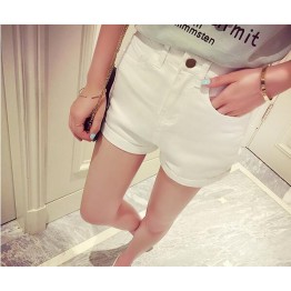 TE5048DDFS Korean style simple joker slim roll off denim shorts