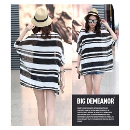 TE6012AYY Fat girl loose large size two pieces stripes t-shirt