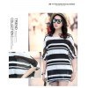 TE6012AYY Fat girl loose large size two pieces stripes t-shirt