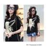 TE6013AYY Fat girl loose large size metal feel skull and chains print t-shirt