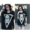 TE6015AYY Fat girl loose large size metal feel skull print t-shirt