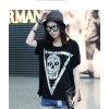 TE6015AYY Fat girl loose large size metal feel skull print t-shirt