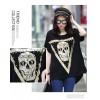 TE6015AYY Fat girl loose large size metal feel skull print t-shirt