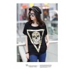 TE6015AYY Fat girl loose large size metal feel skull print t-shirt