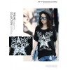 TE6016AYY Fat girl loose large size metal feel five point star print t-shirt