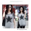 TE6020AYY Fat girl loose large size five point star applique print t-shirt