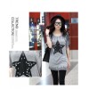 TE6020AYY Fat girl loose large size five point star applique print t-shirt