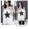 TE6020AYY Fat girl loose large size five point star applique print t-shirt