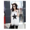 TE6020AYY Fat girl loose large size five point star applique print t-shirt