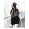 TE6025AYY Loose large size stripes splicing batwing sleeve t-shirt