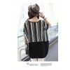 TE6025AYY Loose large size stripes splicing batwing sleeve t-shirt