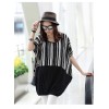 TE6025AYY Loose large size stripes splicing batwing sleeve t-shirt