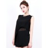 TE6394YZS Loose splicing transparent irregular sleeveless vest tops