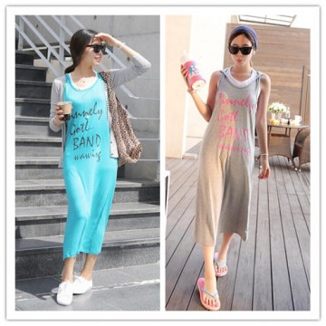 TE6397YZS Fashion letters print personality sleeveless dress with cap