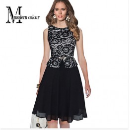 TE65124YWQS Hot sale fashion slim lace splicing dress