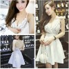 TE6518YZL Sexy debutant deep v neck lace flowers slim waist formal dress