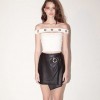 TE6530YZL Thailand trendy unique metal button boat neck sexy tube top t-shirt​