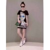 TE6605HXFS Sequins glasses girl print t-shirt dress