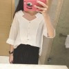 TE7593SSCL Beautiful v neck white chiffon shirt