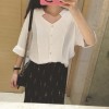 TE7593SSCL Beautiful v neck white chiffon shirt