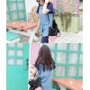 TE8209HJYS Street fashion denim splicing chiffon short sleeve shirt