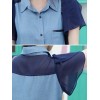 TE8209HJYS Street fashion denim splicing chiffon short sleeve shirt