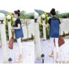 TE8209HJYS Street fashion denim splicing chiffon short sleeve shirt