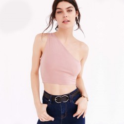 TE8938HRCL Europe fashion one shoulder short tops