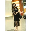 TE9027AYY Europe fashion loose hollow out lace two pieces dress