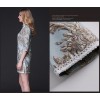 TE9097LLYG Vintage palace jacquard weave stand collar slit cheongsam dress