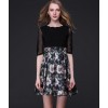 TE9100LLYG Debutant temperament elegant print splicing A-line dress