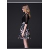 TE9100LLYG Debutant temperament elegant print splicing A-line dress